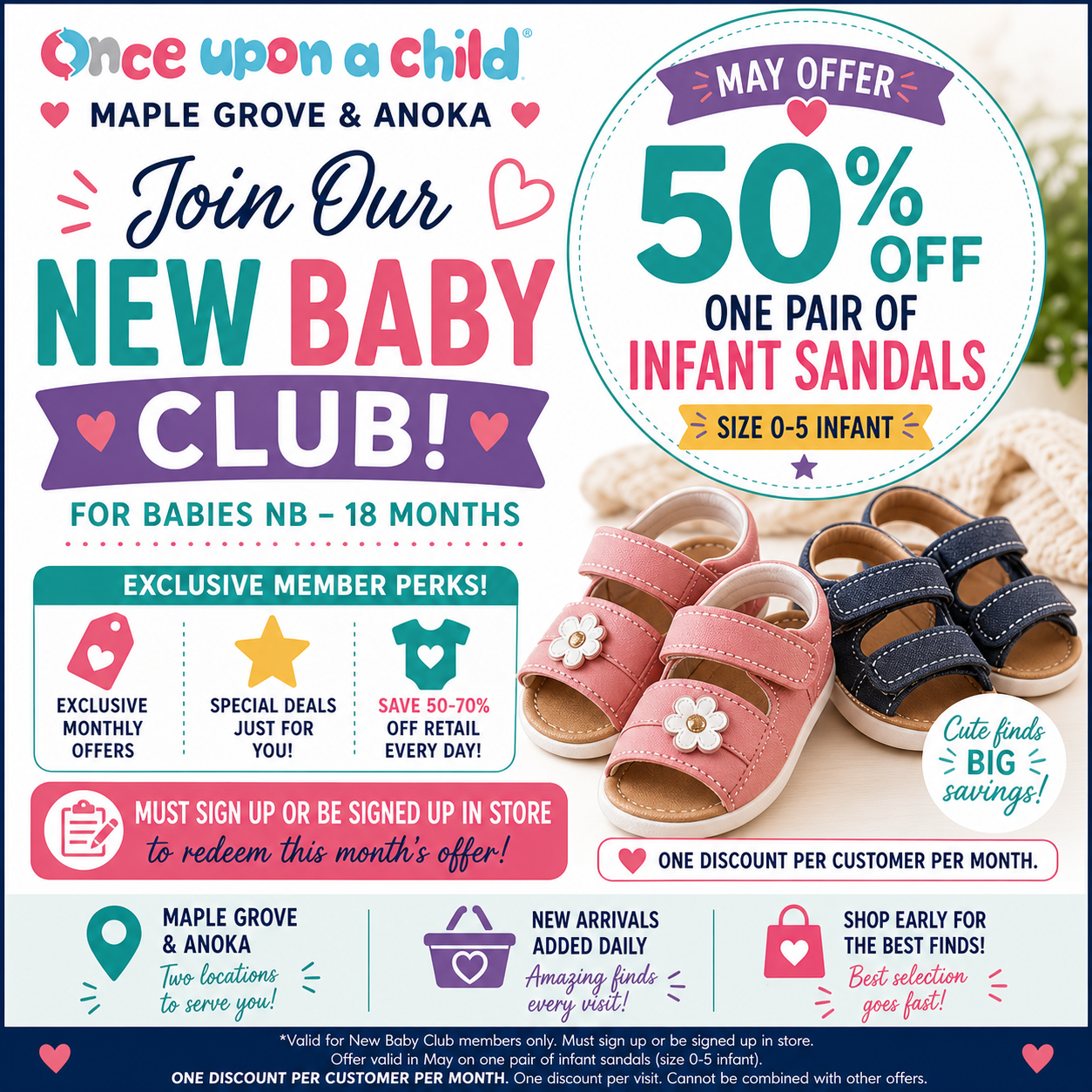 New Baby Club infant sandals May offer Maple Grove Anoka